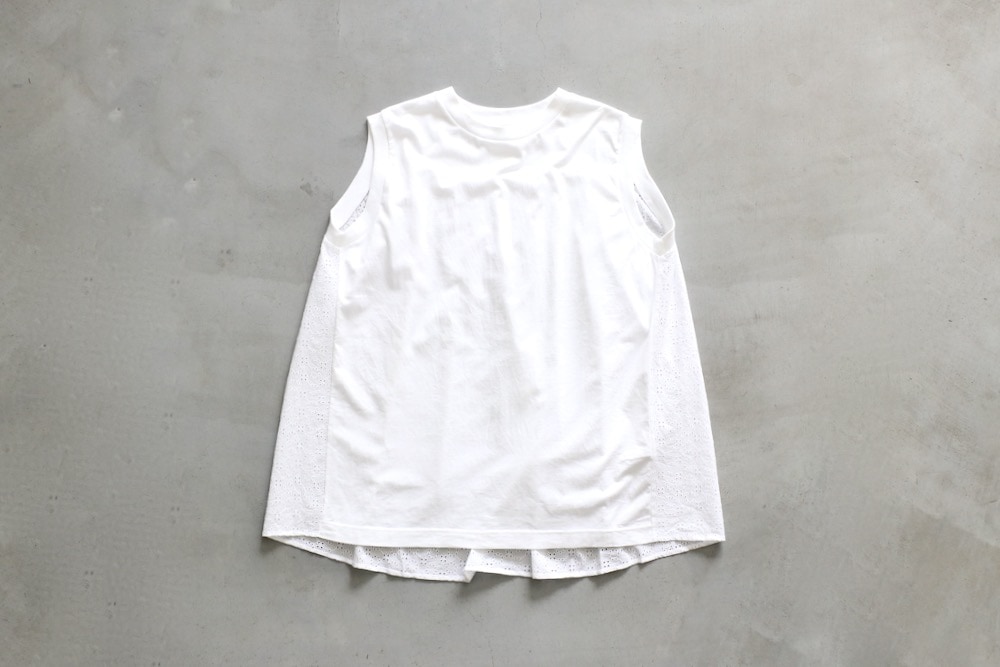 ��WOMEN'S��TOUJOURS�ʥȥ����塼�ˡ�Sleeveless Combination T-shirt -CUTWORK EMBROIDERY COTTON CLOTH-��