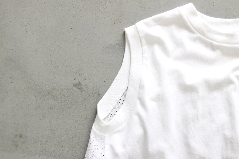 ��WOMEN'S��TOUJOURS�ʥȥ����塼�ˡ�Sleeveless Combination T-shirt -CUTWORK EMBROIDERY COTTON CLOTH-��