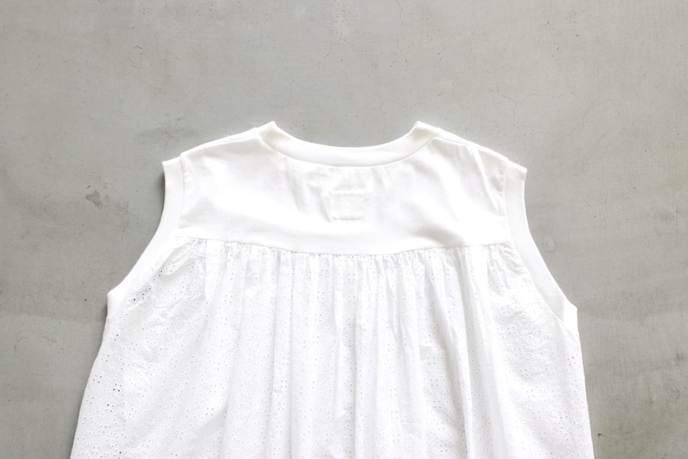 ��WOMEN'S��TOUJOURS�ʥȥ����塼�ˡ�Sleeveless Combination T-shirt -CUTWORK EMBROIDERY COTTON CLOTH-��