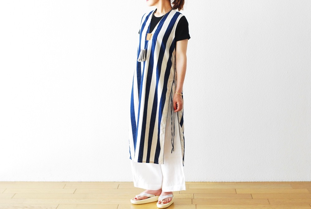 itten.(���åƥ�) ��itten 11 H vest long - Cotton Linen Stripe-��