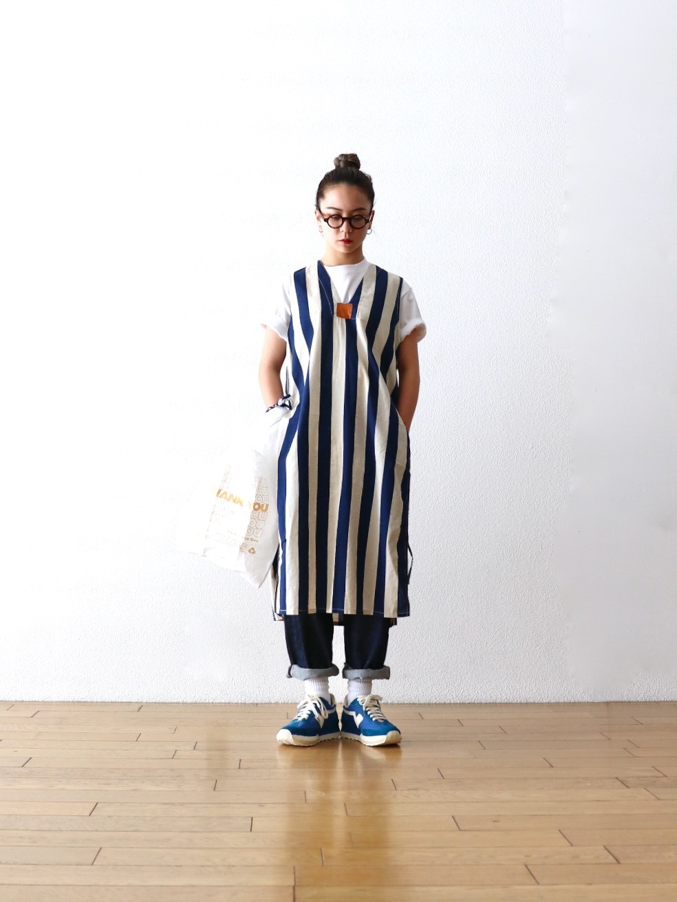 itten.(���åƥ�) ��itten 11 H vest long - Cotton Linen Stripe-��