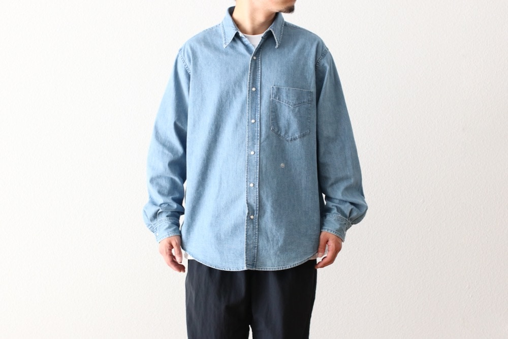 nanamica ライトブルーデニムシャツ　L nanamica / Regular Collar Light Denim Shirt
