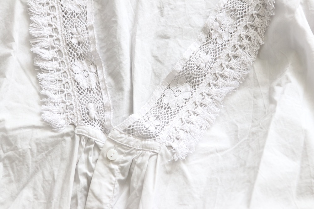 ��WOMEN'S��TOUJOURS�ʥȥ����塼�ˡ�Natural Garment Dyed Fringe Lace Bolero Shirt - WRINKLE COTTON PAPER CLOTH"