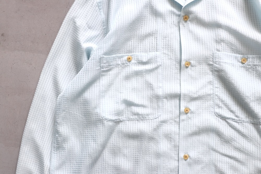 SEVEN BY SEVEN (���֥�Х����֥�) "SHEER OPEN COLLAR SHIRTS��L/S ��Gingham Check Indian fabric��"