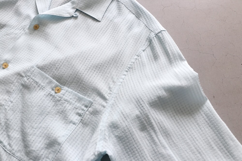 SEVEN BY SEVEN (���֥�Х����֥�) "SHEER OPEN COLLAR SHIRTS��L/S ��Gingham Check Indian fabric��"