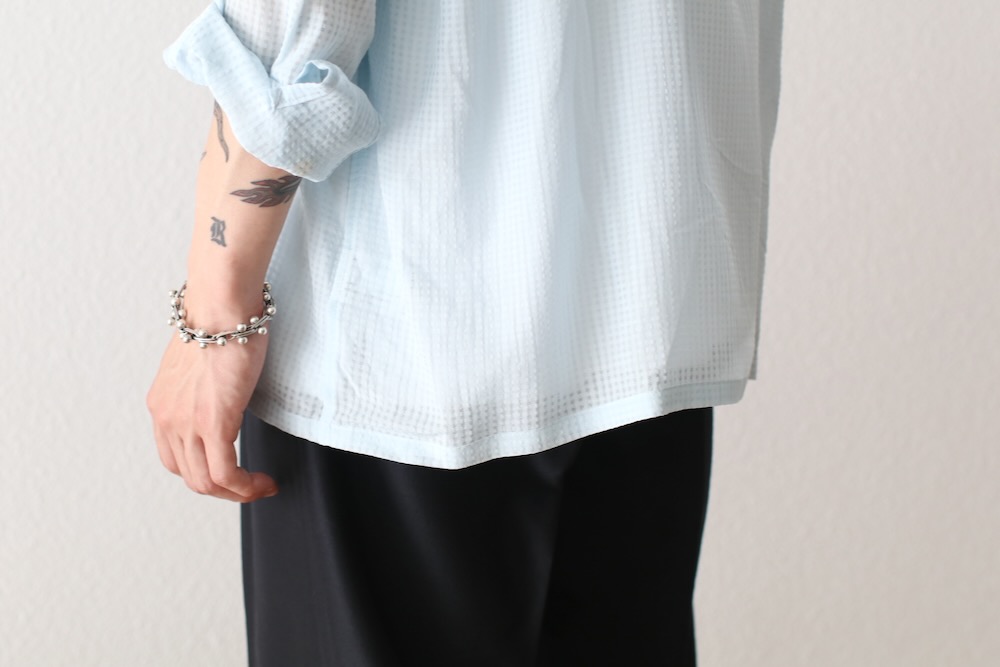 SEVEN BY SEVEN (���֥�Х����֥�) "SHEER OPEN COLLAR SHIRTS��L/S ��Gingham Check Indian fabric��"