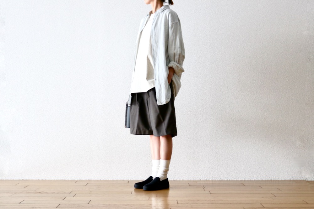 WOMEN'STOUJOURSʥȥ塼ˡ2 In-pleat Shorts - SUPER 120's TROPICAL WOOL CLOTH"