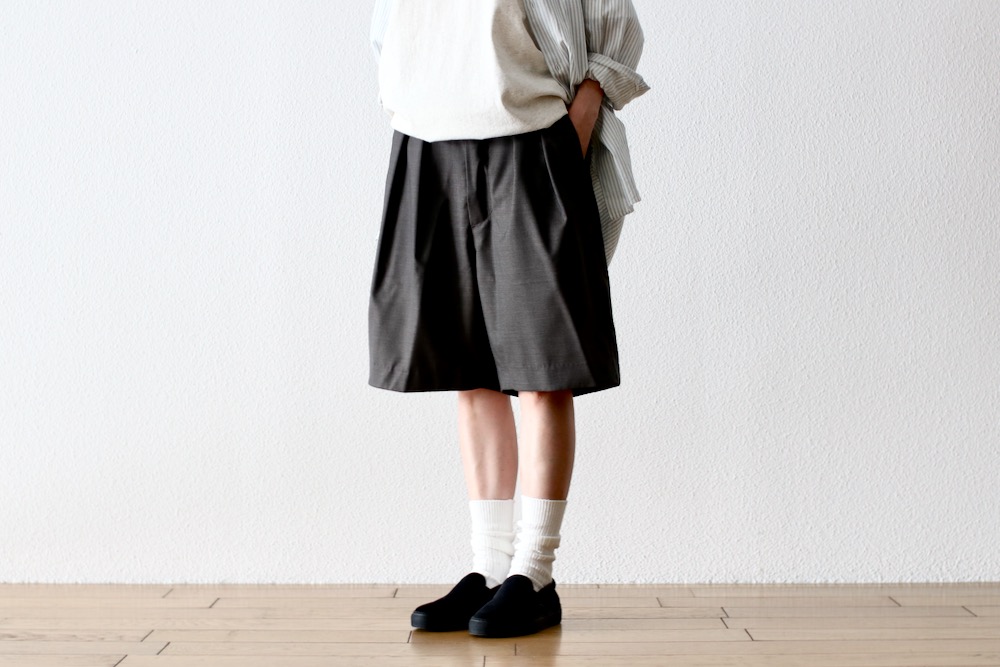 WOMEN'STOUJOURSʥȥ塼ˡ2 In-pleat Shorts - SUPER 120's TROPICAL WOOL CLOTH"