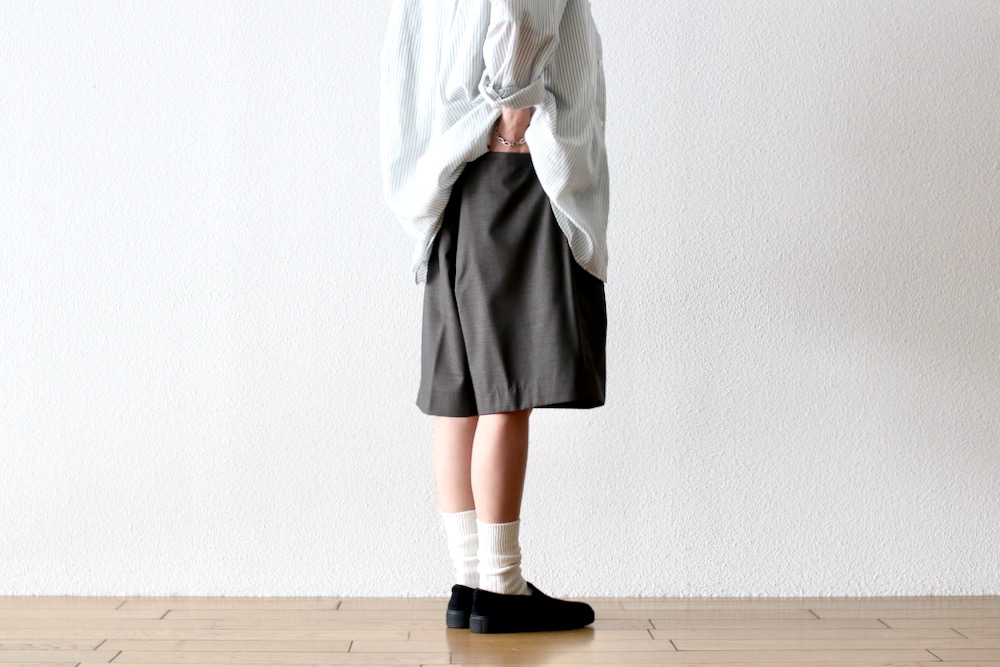 WOMEN'STOUJOURSʥȥ塼ˡ2 In-pleat Shorts - SUPER 120's TROPICAL WOOL CLOTH"