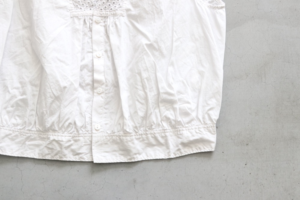 ��WOMEN'S��TOUJOURS�ʥȥ����塼�ˡ�Natural Garment Dyed Dot Lace Gilet - WRINKLE COTTON PAPER CLOTH"