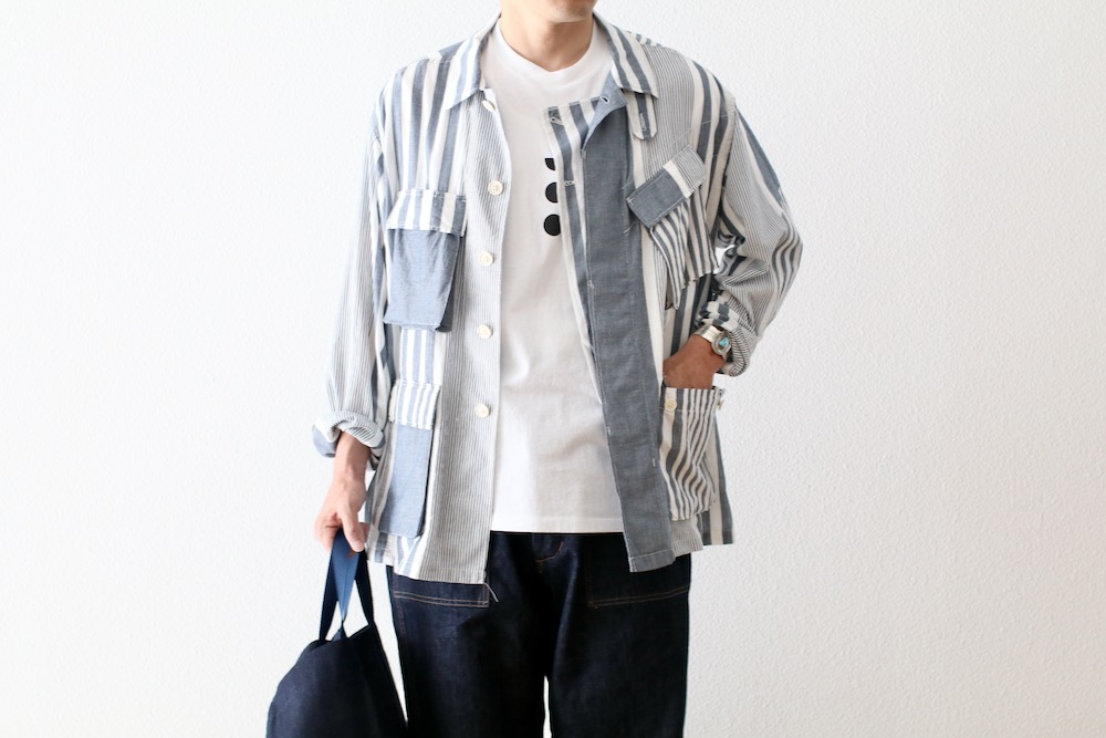 ��4.3 Release��Engineered Garments (���󥸥˥����ɥ�������) "BDU Jacket - Stripe Cotton Chambray -"