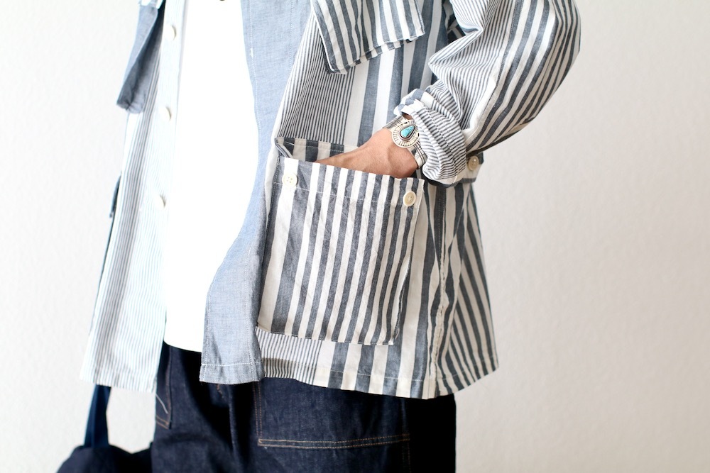 ��4.3 Release��Engineered Garments (���󥸥˥����ɥ�������) "BDU Jacket - Stripe Cotton Chambray -"