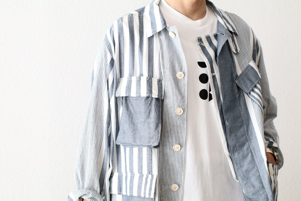 ��4.3 Release��Engineered Garments (���󥸥˥����ɥ�������) "BDU Jacket - Stripe Cotton Chambray -"