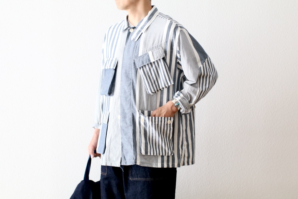 ��4.3 Release��Engineered Garments (���󥸥˥����ɥ�������) "BDU Jacket - Stripe Cotton Chambray -"