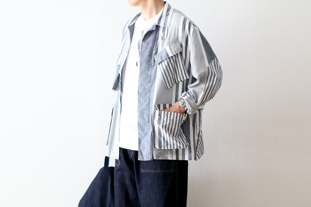 ��4.3 Release��Engineered Garments (���󥸥˥����ɥ�������) "BDU Jacket - Stripe Cotton Chambray -"