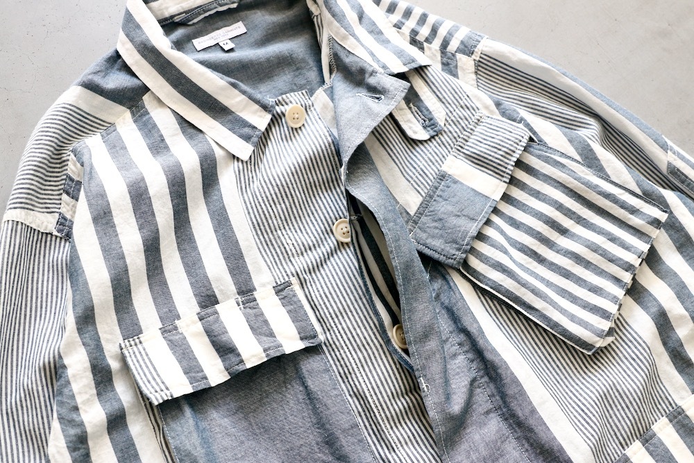 ��4.3 Release��Engineered Garments (���󥸥˥����ɥ�������) "BDU Jacket - Stripe Cotton Chambray -"