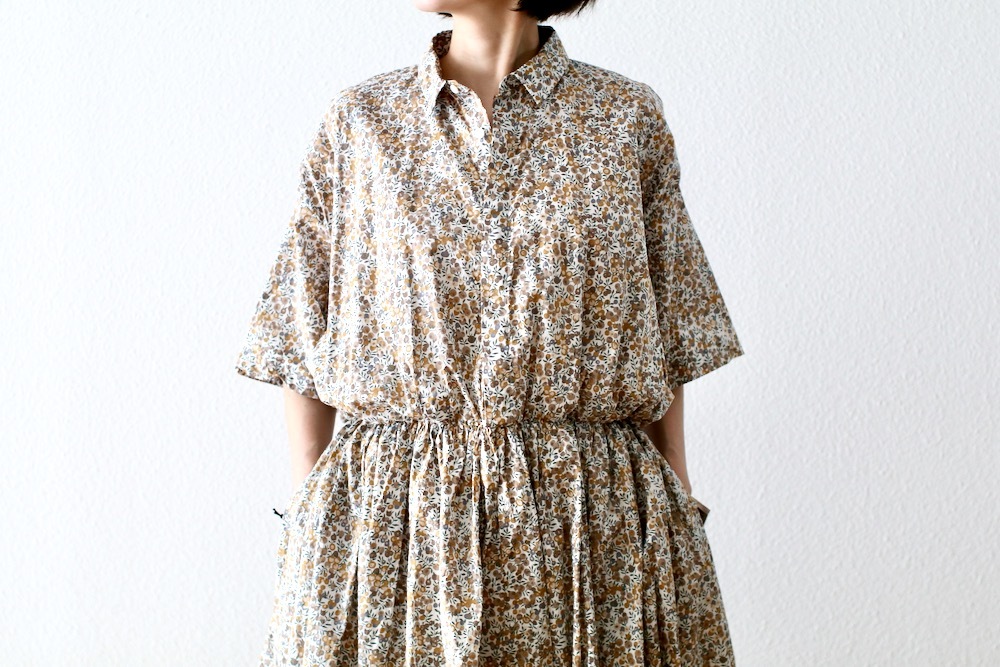 ��WOMEN'S��TOUJOURS�ʥȥ����塼�ˡ�Short Sleeve Classic Gathered Dress -LIBERTY BERRY FLOWER PRINT COTTON CLOTH-��