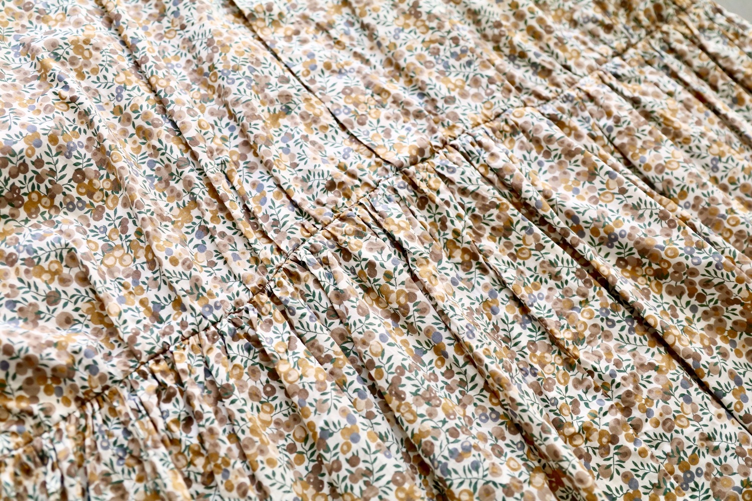 ��WOMEN'S��TOUJOURS�ʥȥ����塼�ˡ�Short Sleeve Classic Gathered Dress -LIBERTY BERRY FLOWER PRINT COTTON CLOTH-��