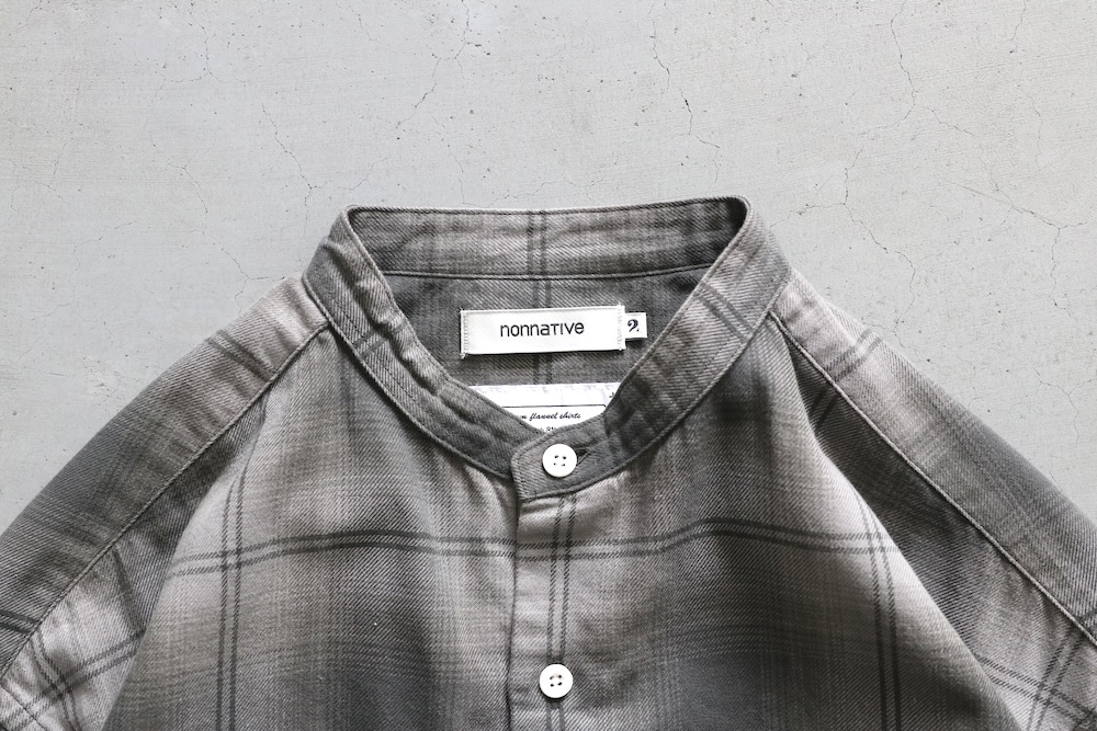 ��limited��nonnative �� Rafu (�Υ�ͥ��ƥ��� �� ���) "OFFICER STAND COLLAR L/S SHIRT COTTON TWILL OMBRE CHECK by Rafu"
