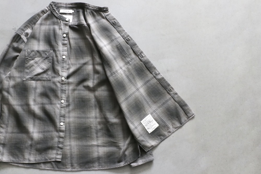 ��limited��nonnative �� Rafu (�Υ�ͥ��ƥ��� �� ���) "OFFICER STAND COLLAR L/S SHIRT COTTON TWILL OMBRE CHECK by Rafu"