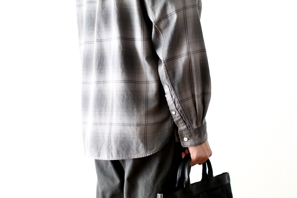 ��limited��nonnative �� Rafu (�Υ�ͥ��ƥ��� �� ���) "OFFICER STAND COLLAR L/S SHIRT COTTON TWILL OMBRE CHECK by Rafu"