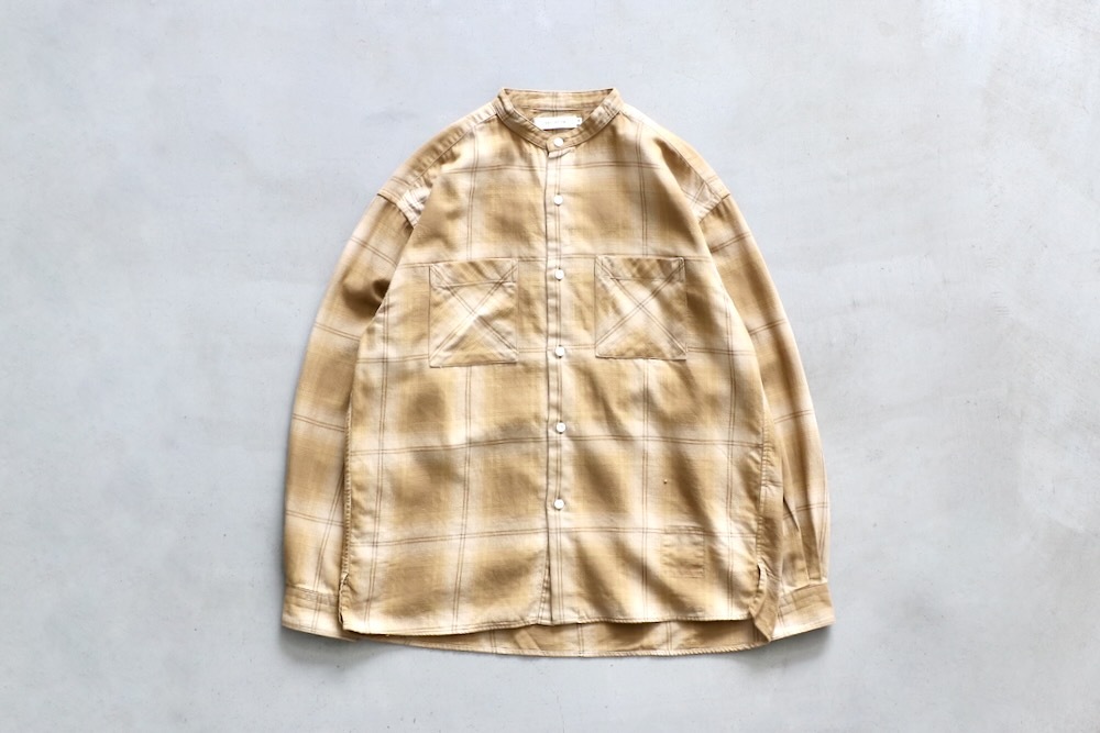 ��limited��nonnative �� Rafu (�Υ�ͥ��ƥ��� �� ���) "OFFICER STAND COLLAR L/S SHIRT COTTON TWILL OMBRE CHECK by Rafu"