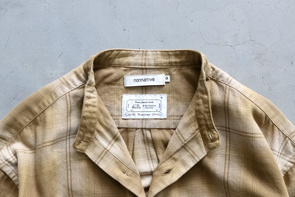 ��limited��nonnative �� Rafu (�Υ�ͥ��ƥ��� �� ���) "OFFICER STAND COLLAR L/S SHIRT COTTON TWILL OMBRE CHECK by Rafu"