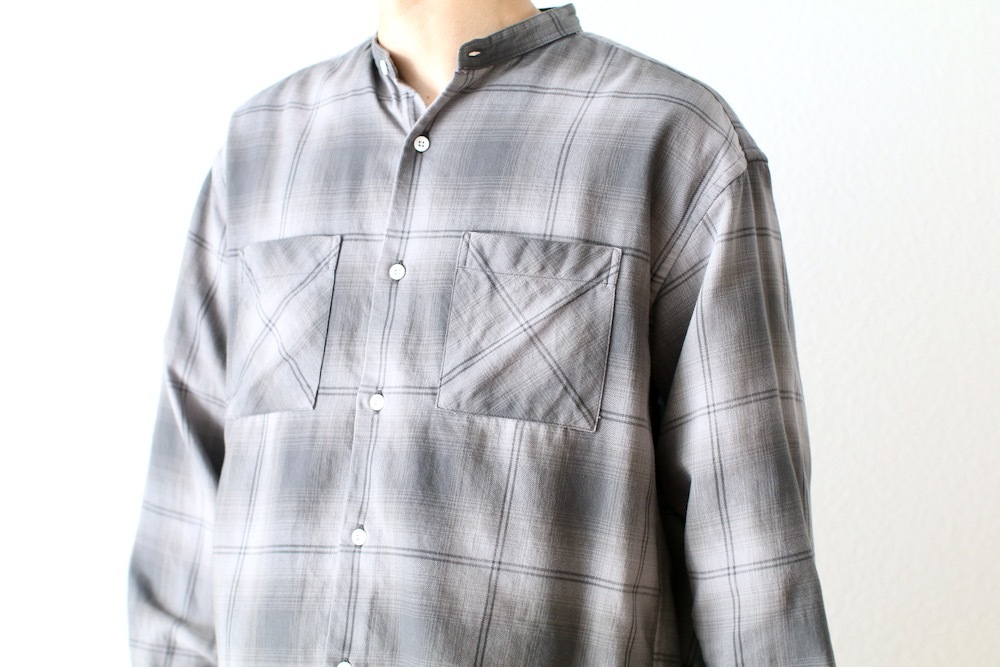��limited��nonnative �� Rafu (�Υ�ͥ��ƥ��� �� ���) "OFFICER STAND COLLAR L/S SHIRT COTTON TWILL OMBRE CHECK by Rafu"