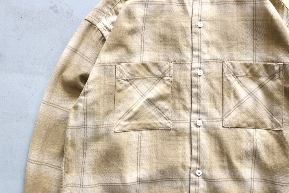 ��limited��nonnative �� Rafu (�Υ�ͥ��ƥ��� �� ���) "OFFICER STAND COLLAR L/S SHIRT COTTON TWILL OMBRE CHECK by Rafu"