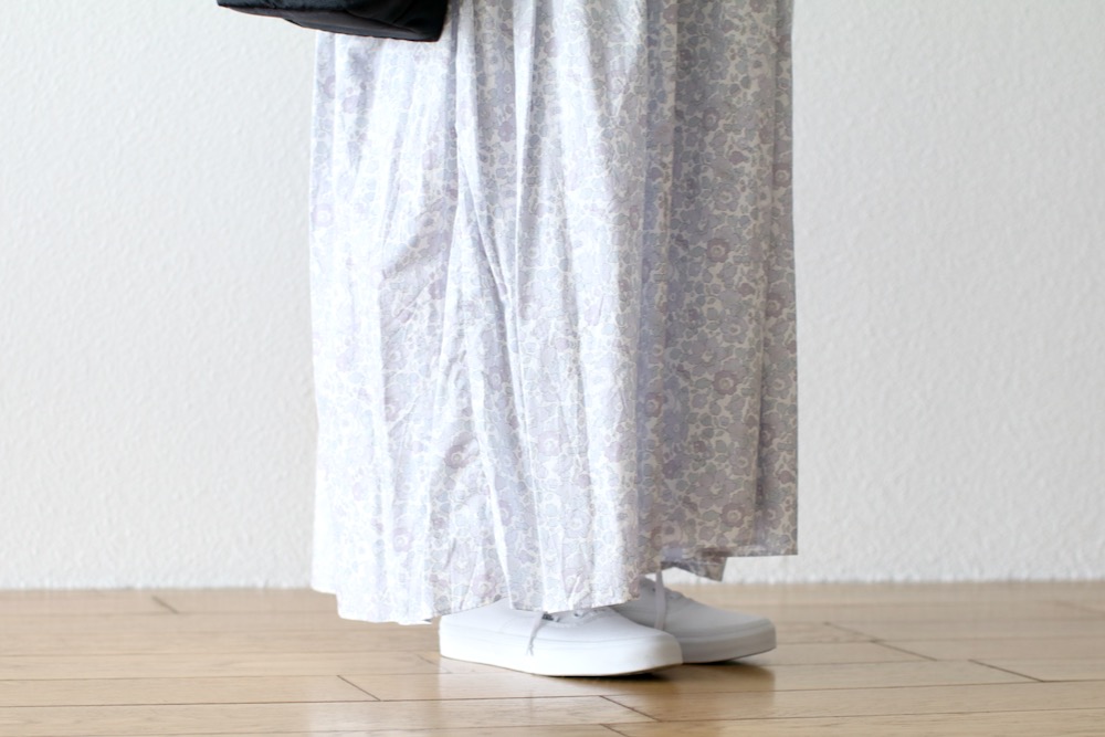 ��WOMEN'S��TOUJOURS�ʥȥ����塼�ˡ�Short Sleeve Classic Gathered Dress -LIBERTY GRAY FLOWER PRINT COTTON CLOTH-��