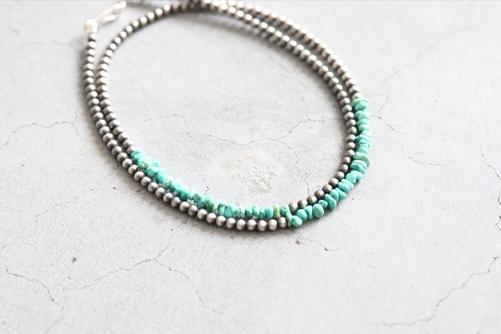 インディアンジュエリー ナバホ ネックレスターコイズ　46ミリパール 再入荷】Indian Jewelry (インディアン ジュエリー) 
