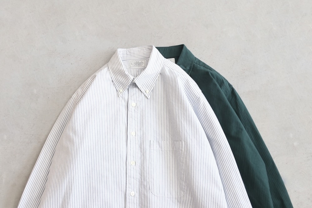 【美品】Unlikely ボタンダウンシャツ　NAVY STRIPE M Unlikely (アンライクリー) 