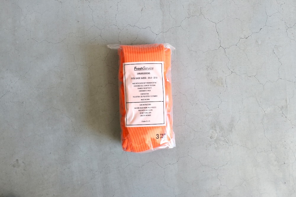 FreshService(�ե�å��奵���ӥ�) "ORIGINAL 3-PACK SOCKS -WHITE / BLACK / ORANGE-"
