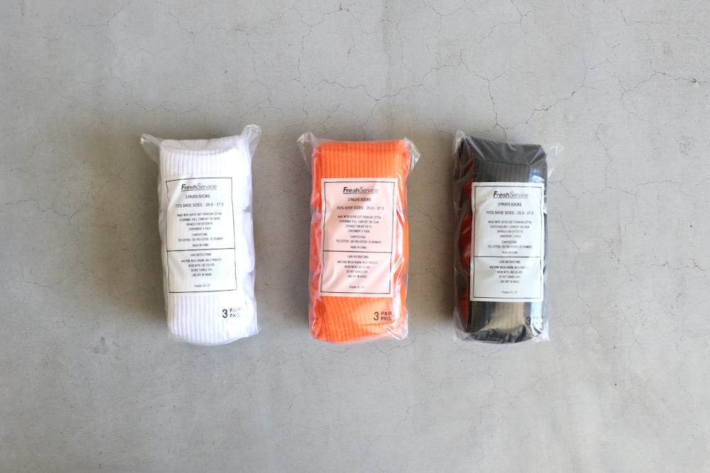 FreshService(�ե�å��奵���ӥ�) "ORIGINAL 3-PACK SOCKS -WHITE / BLACK / ORANGE-"