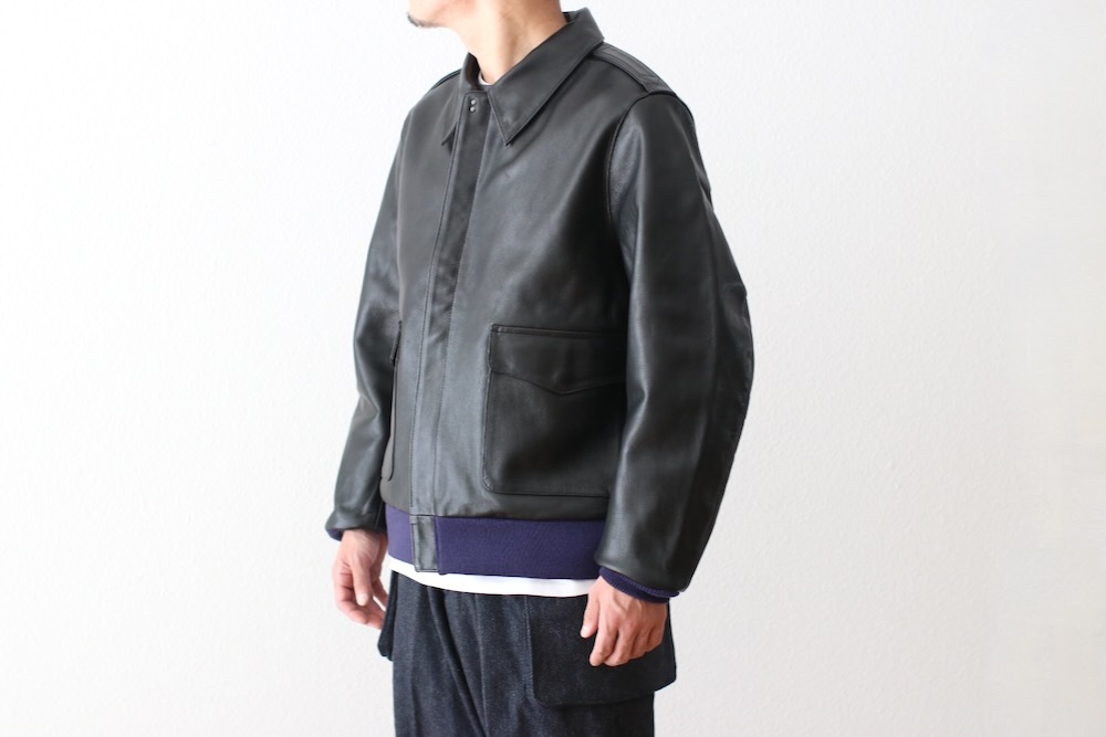 ジャケット・アウター Needles A-2 Jacket Cowhide Lthr M Needles A-2 Jacket Cowhide - Leather Black – Kith Europe