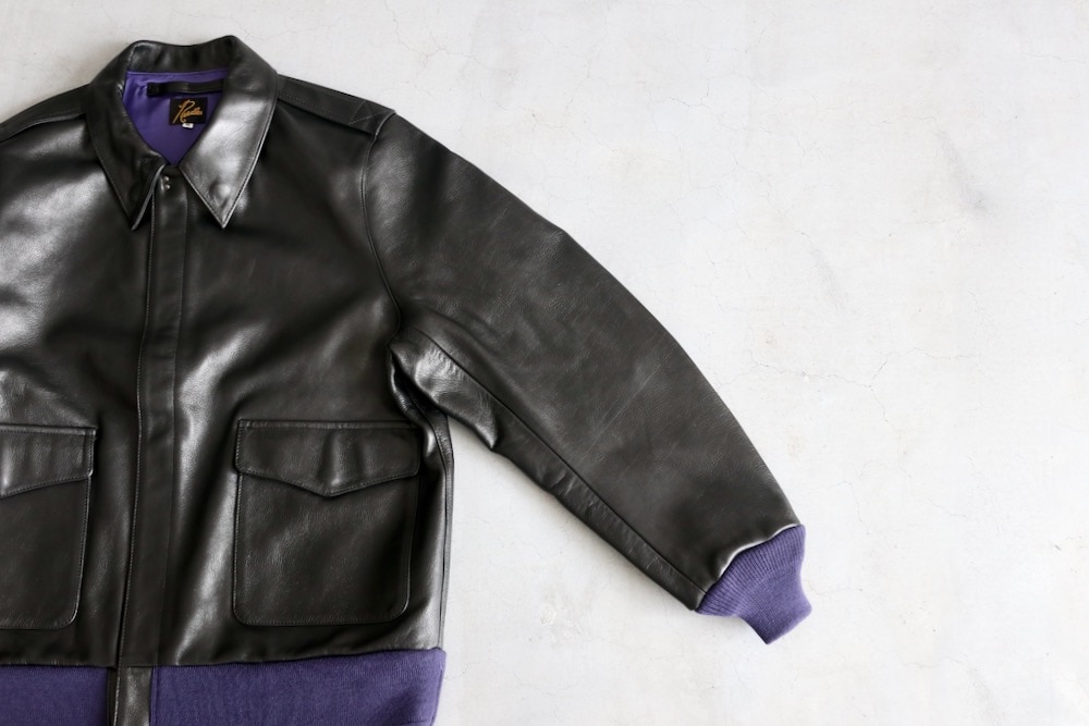 ジャケット・アウター Needles A-2 Jacket Cowhide Lthr M A-2 Jacket - Black- Cowhide Lthr. | Nepenthes New York