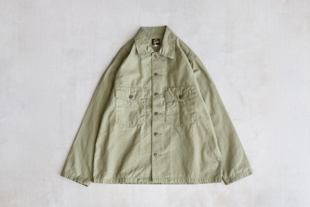 トップス Needles S/S Fatigue Shirt - Back Sateen NEEDLES S/S FATIGUE SHIRT BACK SATEEN OLIVE | TODAY CLOTHING