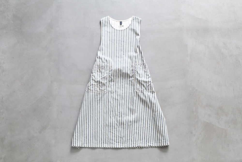 [10% > 15%OFF] ��WOMEN'S�� ts(s) (�ƥ�����������) "Foldable Apron Dress - Block Stripe Print Cotton Twill Cloth"