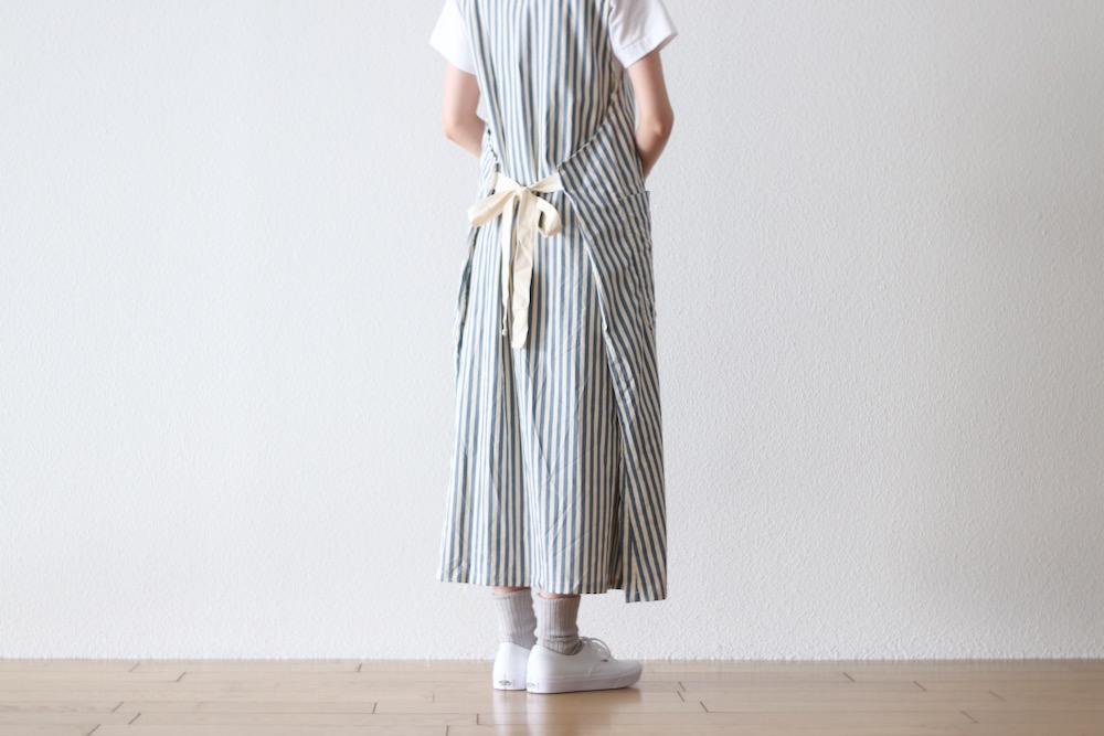 [10% > 15%OFF] ��WOMEN'S�� ts(s) (�ƥ�����������) "Foldable Apron Dress - Block Stripe Print Cotton Twill Cloth"