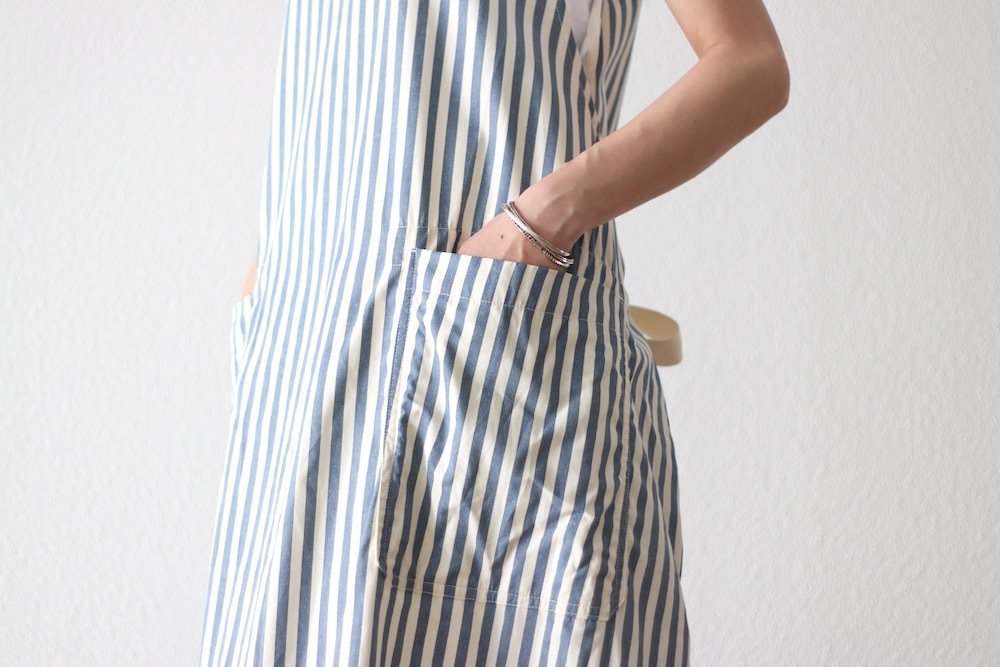 [10% > 15%OFF] ��WOMEN'S�� ts(s) (�ƥ�����������) "Foldable Apron Dress - Block Stripe Print Cotton Twill Cloth"