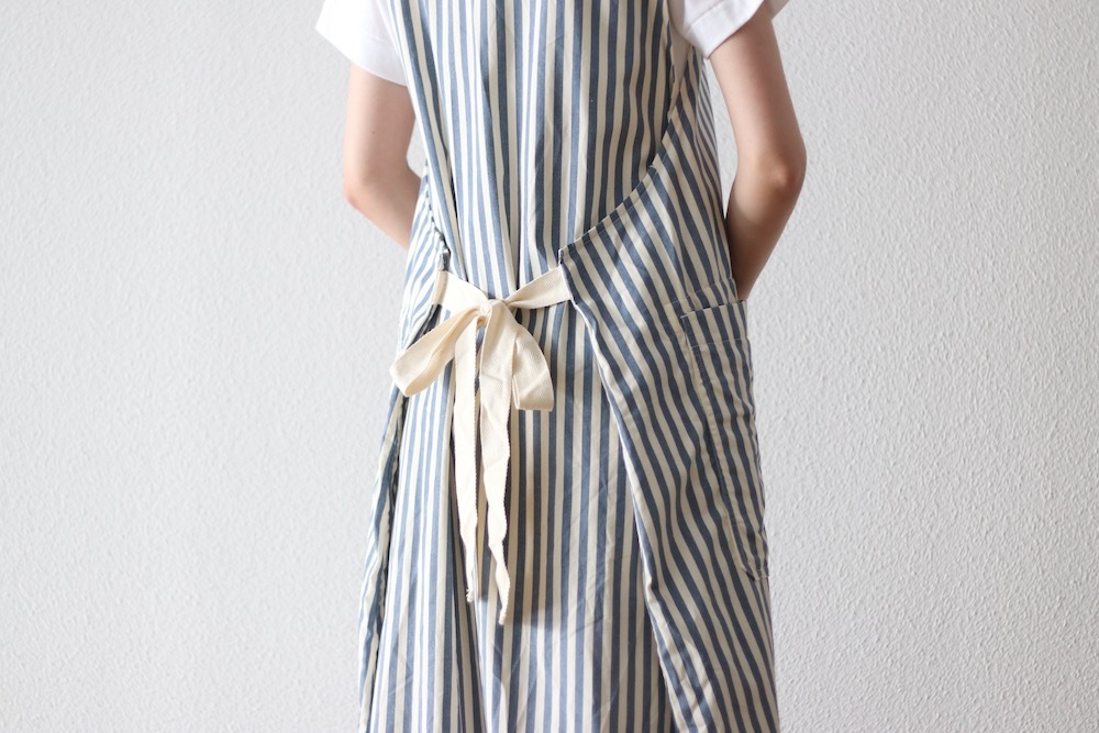[10% > 15%OFF] ��WOMEN'S�� ts(s) (�ƥ�����������) "Foldable Apron Dress - Block Stripe Print Cotton Twill Cloth"