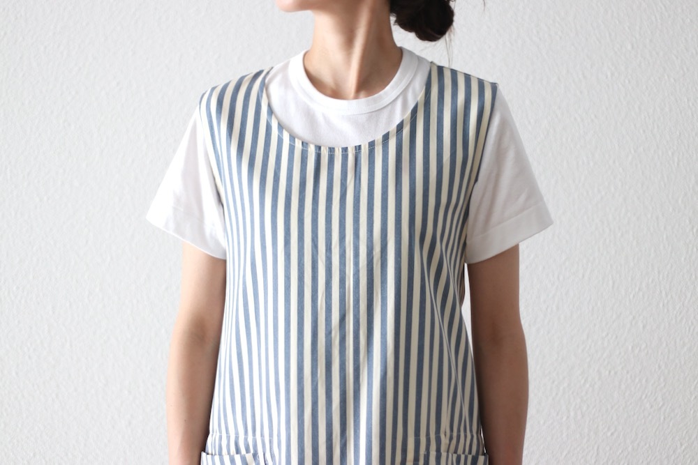 [10% > 15%OFF] ��WOMEN'S�� ts(s) (�ƥ�����������) "Foldable Apron Dress - Block Stripe Print Cotton Twill Cloth"