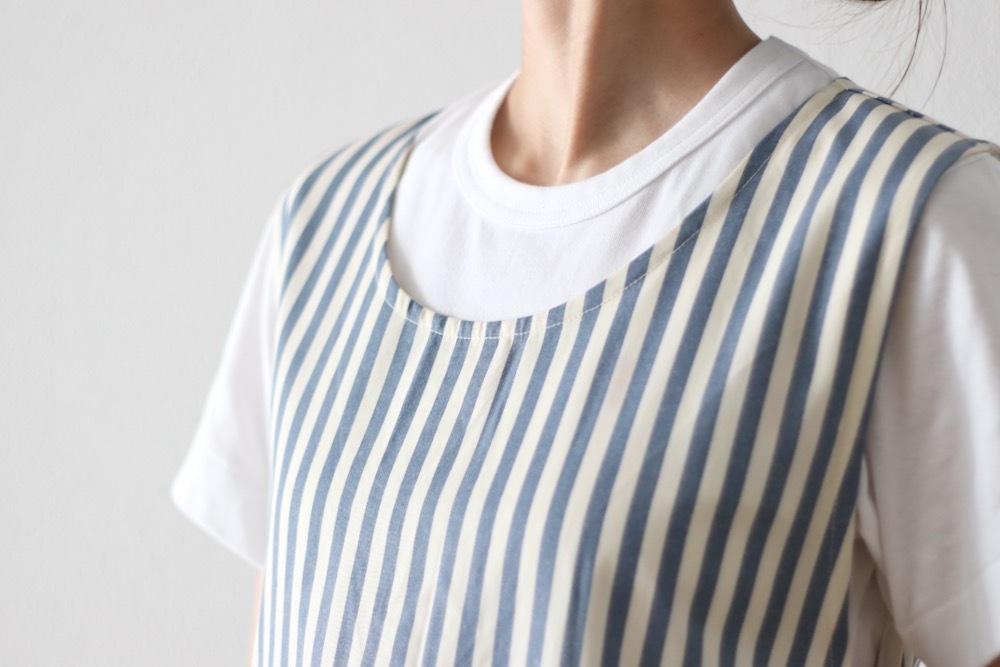 [10% > 15%OFF] ��WOMEN'S�� ts(s) (�ƥ�����������) "Foldable Apron Dress - Block Stripe Print Cotton Twill Cloth"