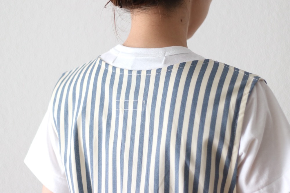 [10% > 15%OFF] ��WOMEN'S�� ts(s) (�ƥ�����������) "Foldable Apron Dress - Block Stripe Print Cotton Twill Cloth"