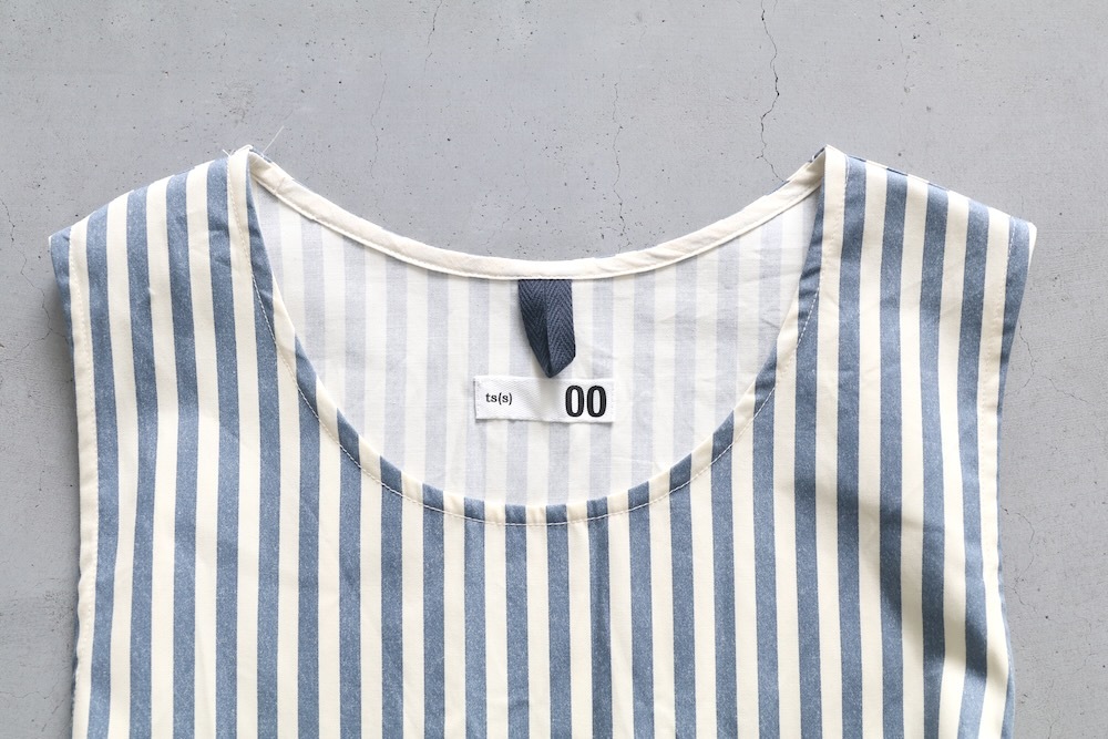 [10% > 15%OFF] ��WOMEN'S�� ts(s) (�ƥ�����������) "Foldable Apron Dress - Block Stripe Print Cotton Twill Cloth"