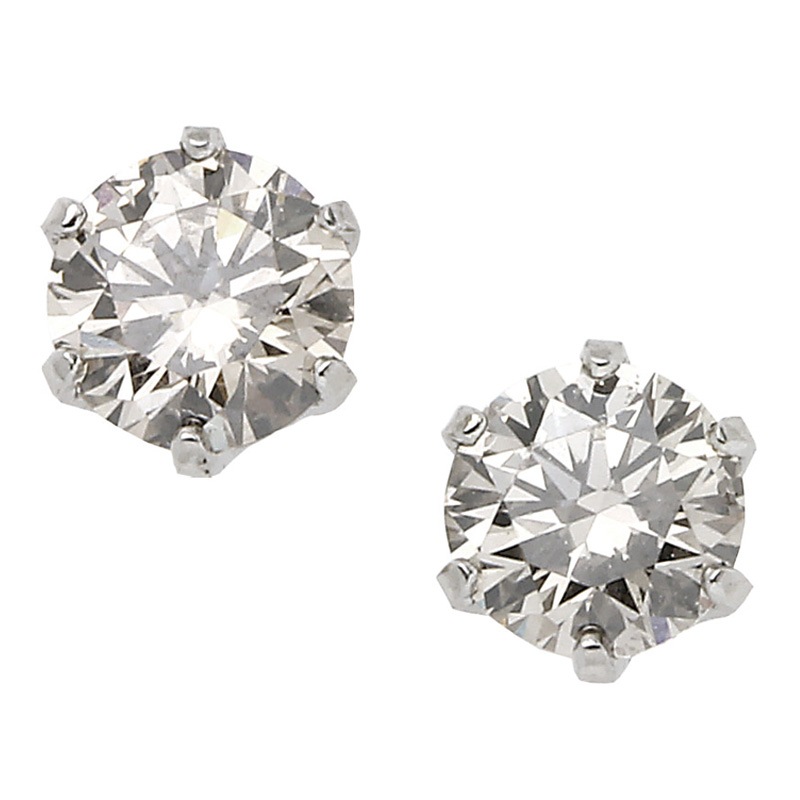 プラチナ0.6ctダイヤピアス（鑑定書付：Hカラー/SI2クラス/GOOD）<br