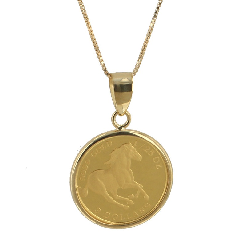 24金ツバルホース1/25オンス コイン ネックレス（2022年コイン） D330430 