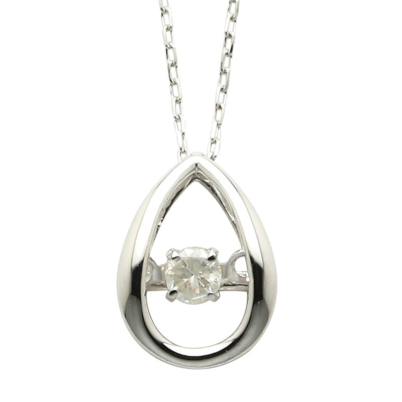 10金 ホワイトゴールド ダンシングダイヤモンド ネックレス 0.05ct D10 