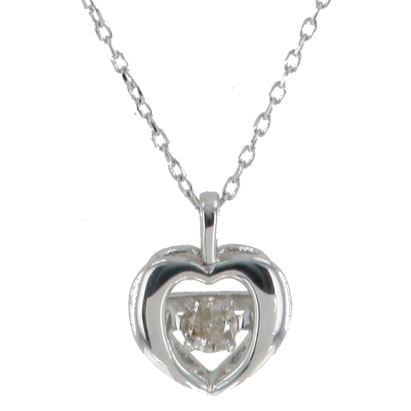 10金 ホワイトゴールド ダンシングダイヤモンド ネックレス 0.05ct D10 