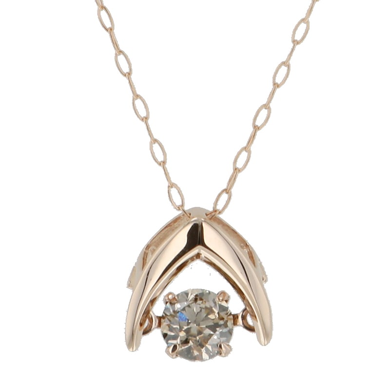 18金ピンクゴールド ダンシングダイヤモンド ネックレス 0.3ct